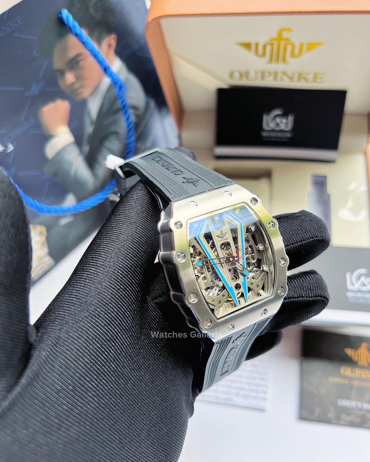 Oupinke Tonneau Skeleton Automatic (Silver/Blue) Oupinke3179