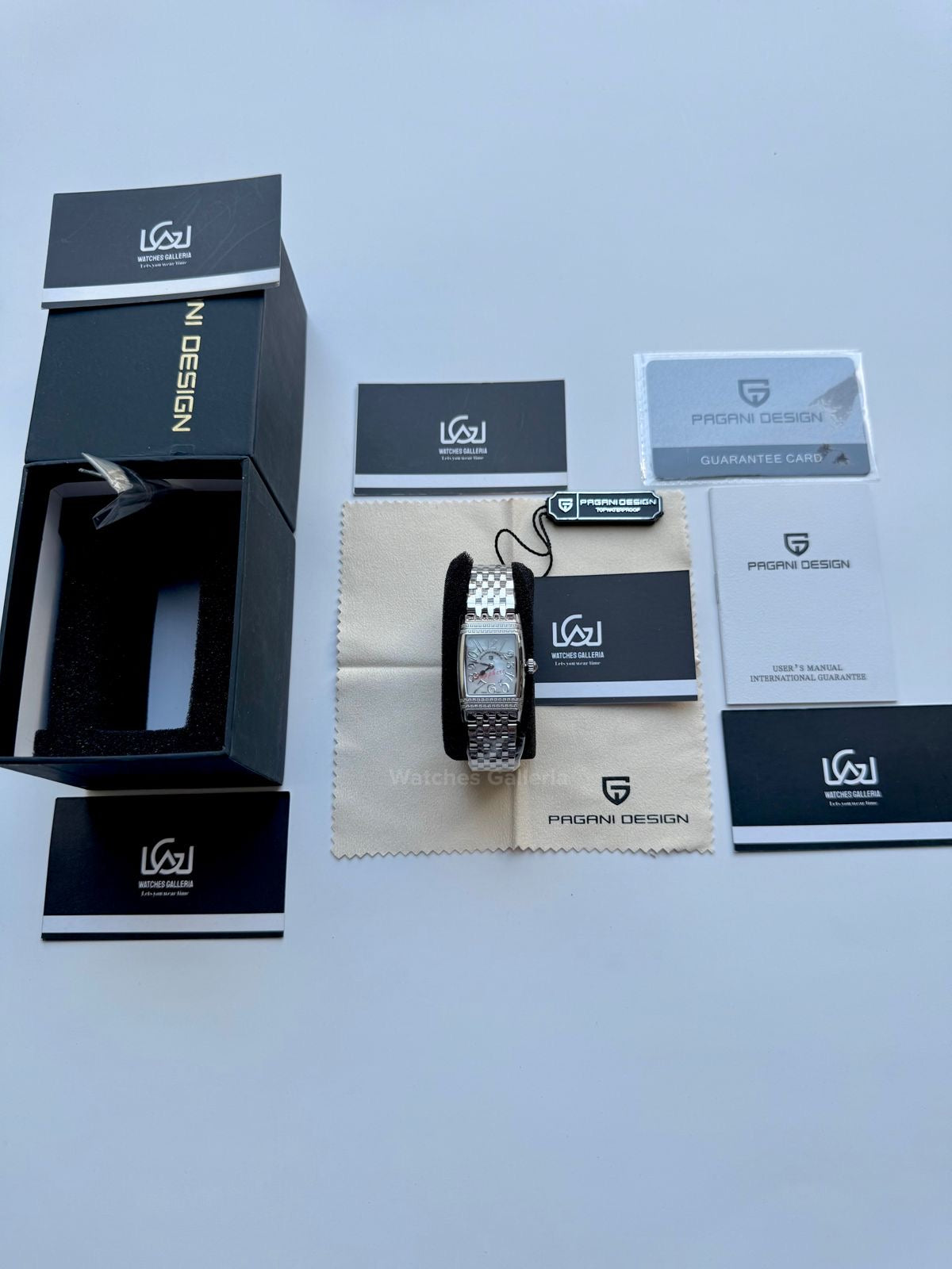 Pagani Design PD1737 Square Ladies Watch Silver White 22mm – Swiss Ronda 762 Quartz | Sapphire Glass | Elegant Stone Dial