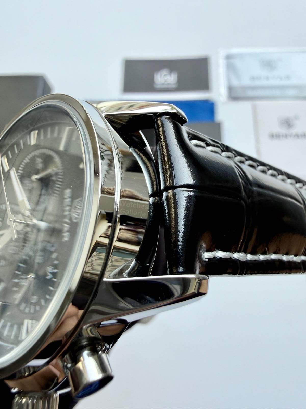 Benyar BY5213 Black Men’s Luxury Quartz Leather Strap Watch – Waterproof Stainless Steel Analog Wrist Watch with Luminous Hands | Original Benyar Pakistan | Watches Galleria
