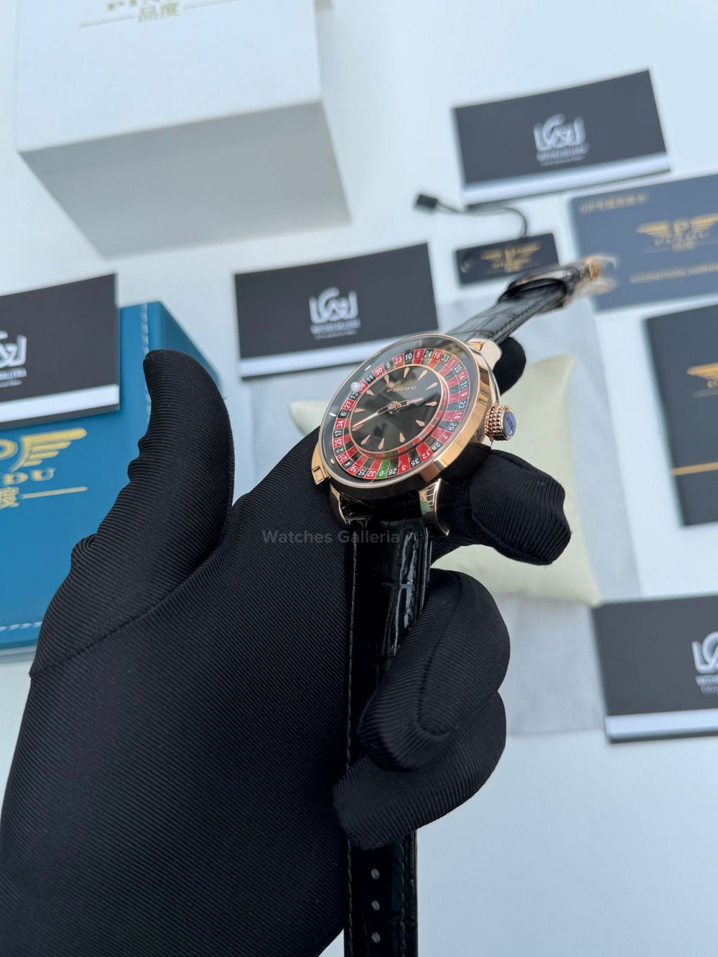 Pindu Design Casino Tourbillon Roulette Button Automatic (Black) P6628 Watches Galleria