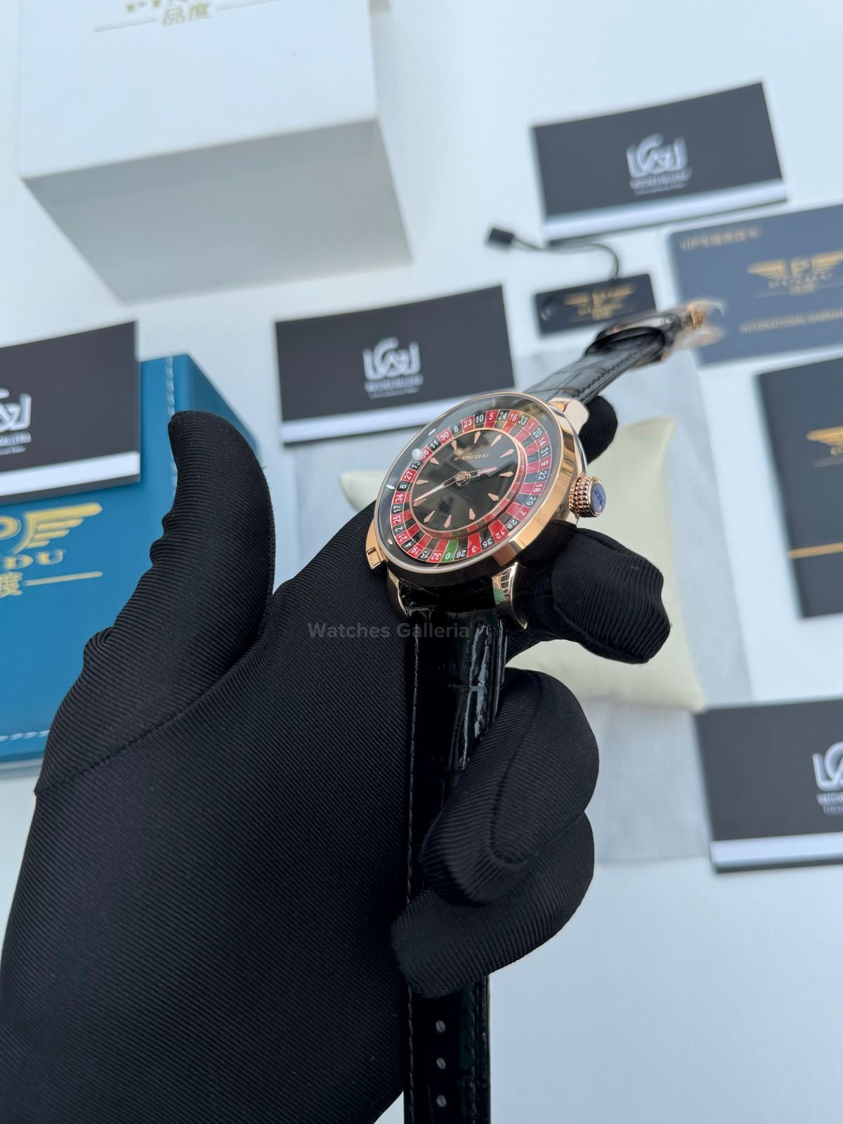 Pindu Design Casino Tourbillon Roulette Button Automatic (Black) P6628 Watches Galleria