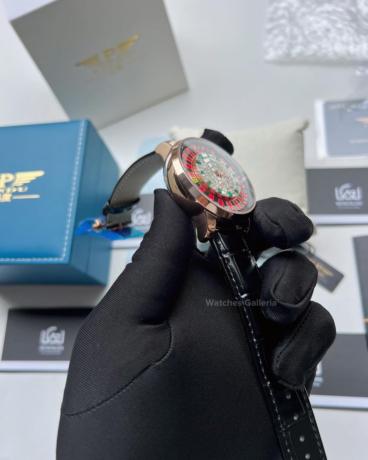 Pindu Design Casino Roulette Watch (Baguette Cut Diamonds Dial) P6617 Watches Galleria