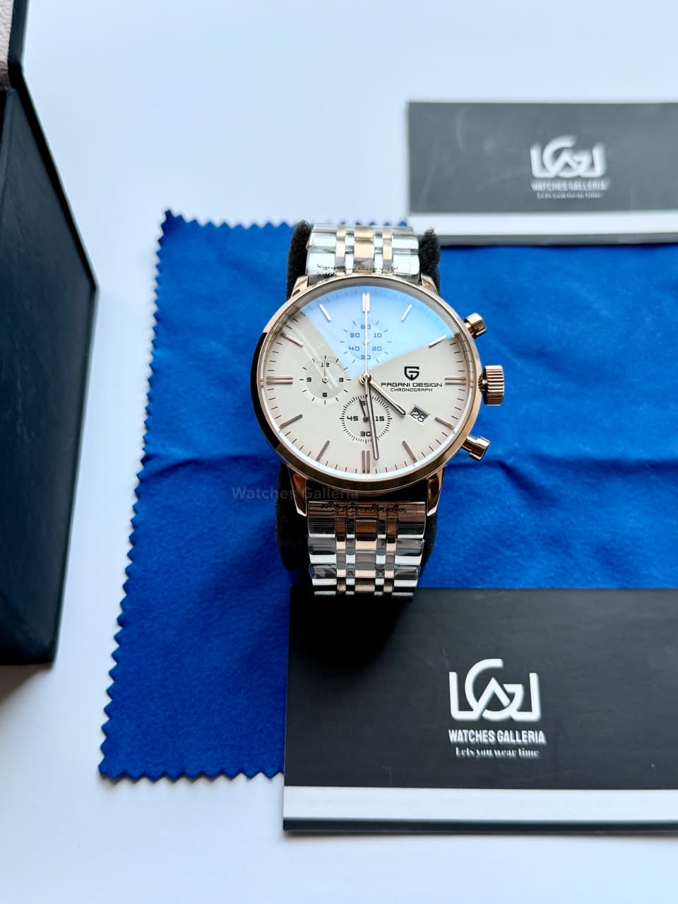 Pagani Design PD2720K Flight Chronograph Watch Limited Edition Rose Gold White Dial Men’s Luxury Watch | Japanese Seiko VK67 Mecha Quartz Chronograph Movement | Stainless Steel Bracelet | 50M Waterproof