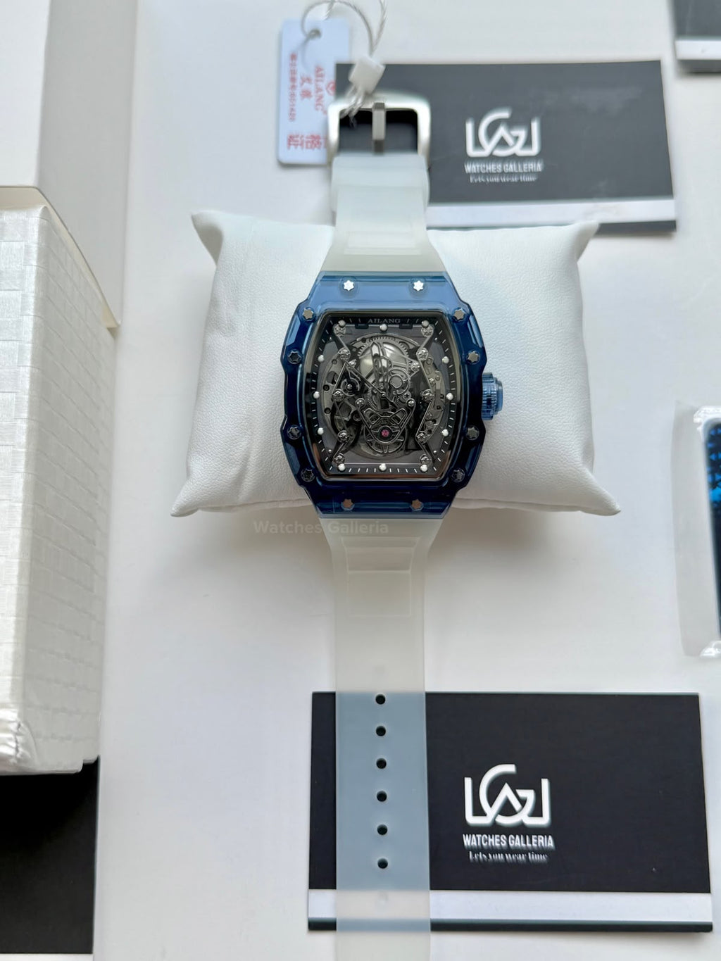 Ailang 8109 Skeleton Watch for Men White Blue Automatic Mechanical Watch Original Ailang Watch Pakistan