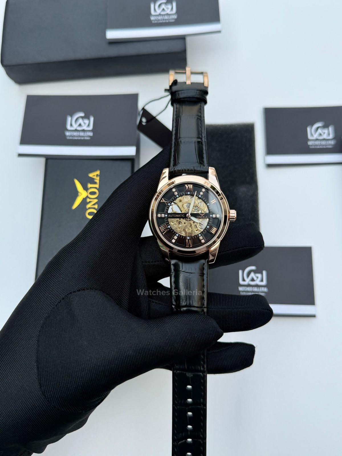 Onola Skeleton Watch Automatic (Rose Gold) ON3861 Watches Galleria