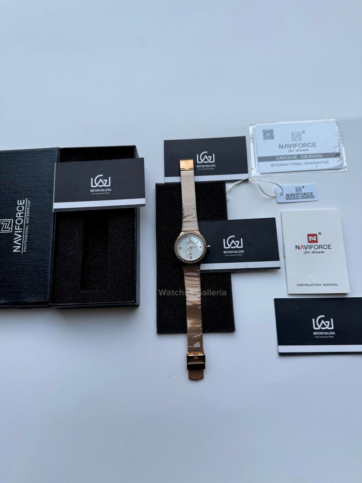 Naviforce NF5005 Women Watch Quartz (Rose Gold/White) Naviforce Watch in Pakistan