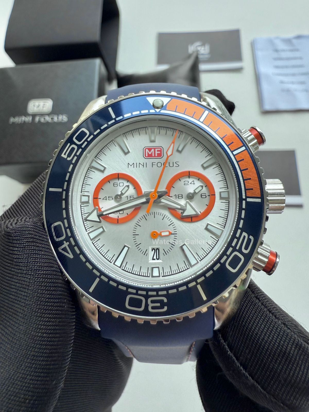 Mini Focus Speedmaster Planet Ocean Quartz (Blue/Orange) MF0426G01 Watches Galleria