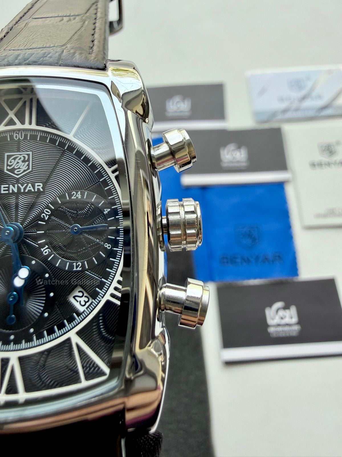 Benyar BY5113 Square Chronograph (Black/Silver) Benyar Watch Pakistan