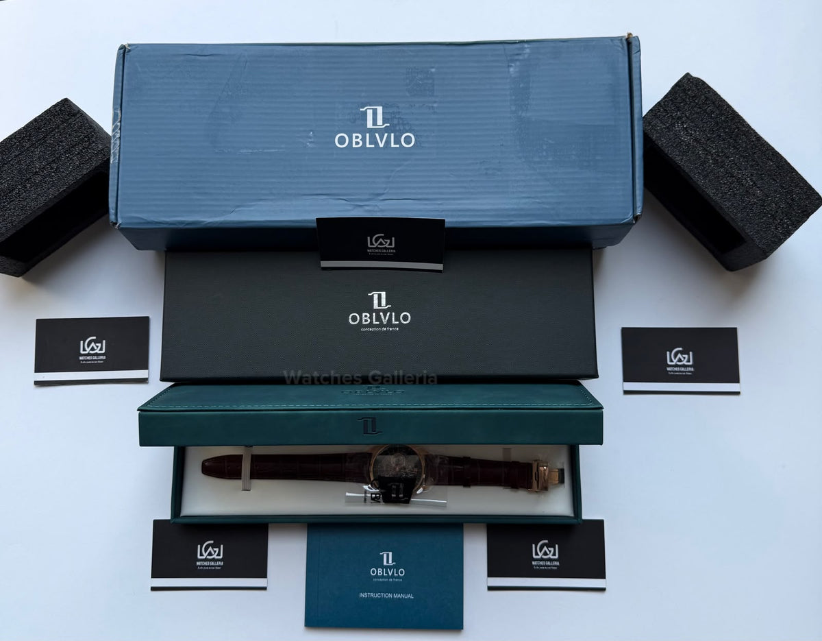 OBLVLO GC (Brown Rose Gold Black) Grand Complications Celestial Automatic Watch Brown & Black Dial with Rose Gold Details, Moving Constellation & Earth Display – OBLVLOGC | Oblvlo