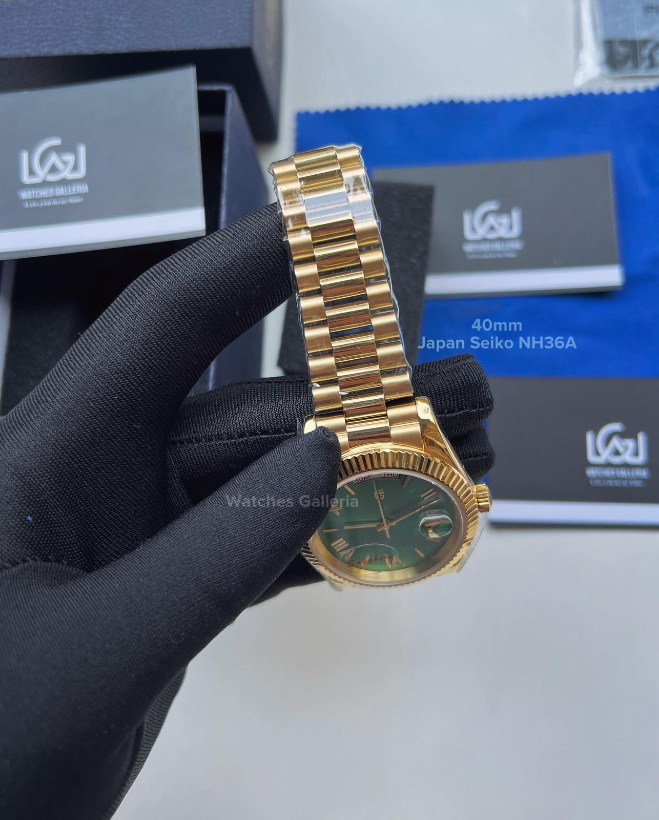 Pagani Design Date Day 40mm Seiko NH36A Gold/Green PD1783