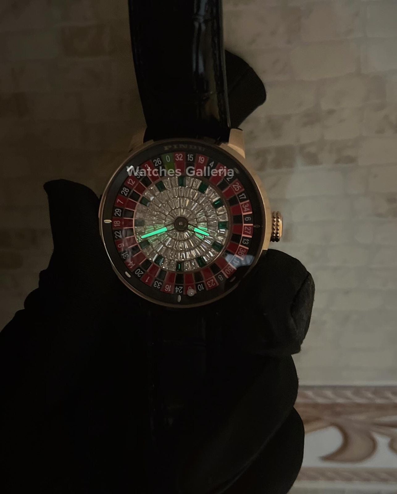 Pindu Design Casino Roulette Watch (Baguette Cut Diamonds Dial) P6617 Watches Galleria