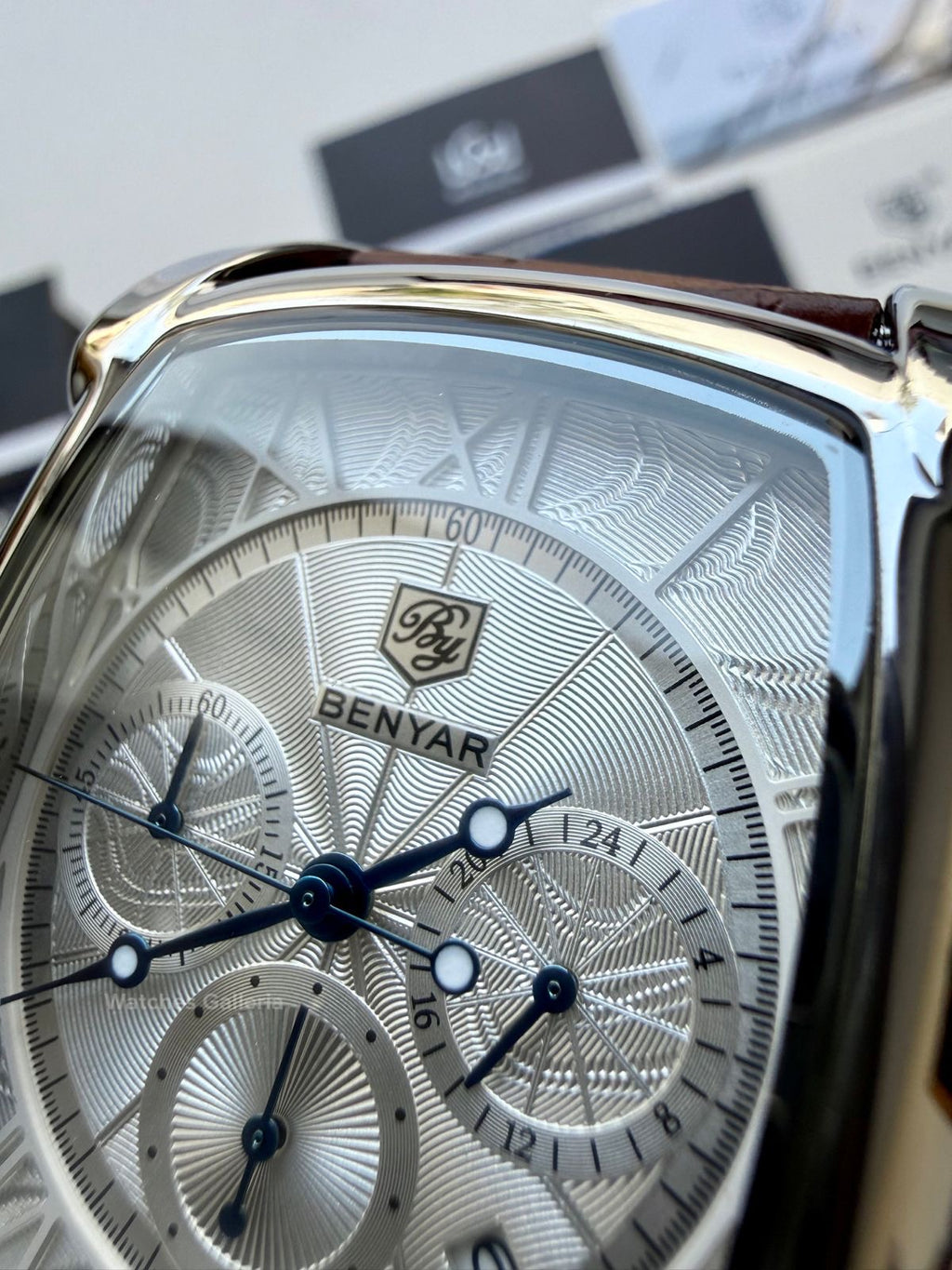 Benyar BY5113 Square Chronograph (Brown/Silver) Benyar Watch Pakistan