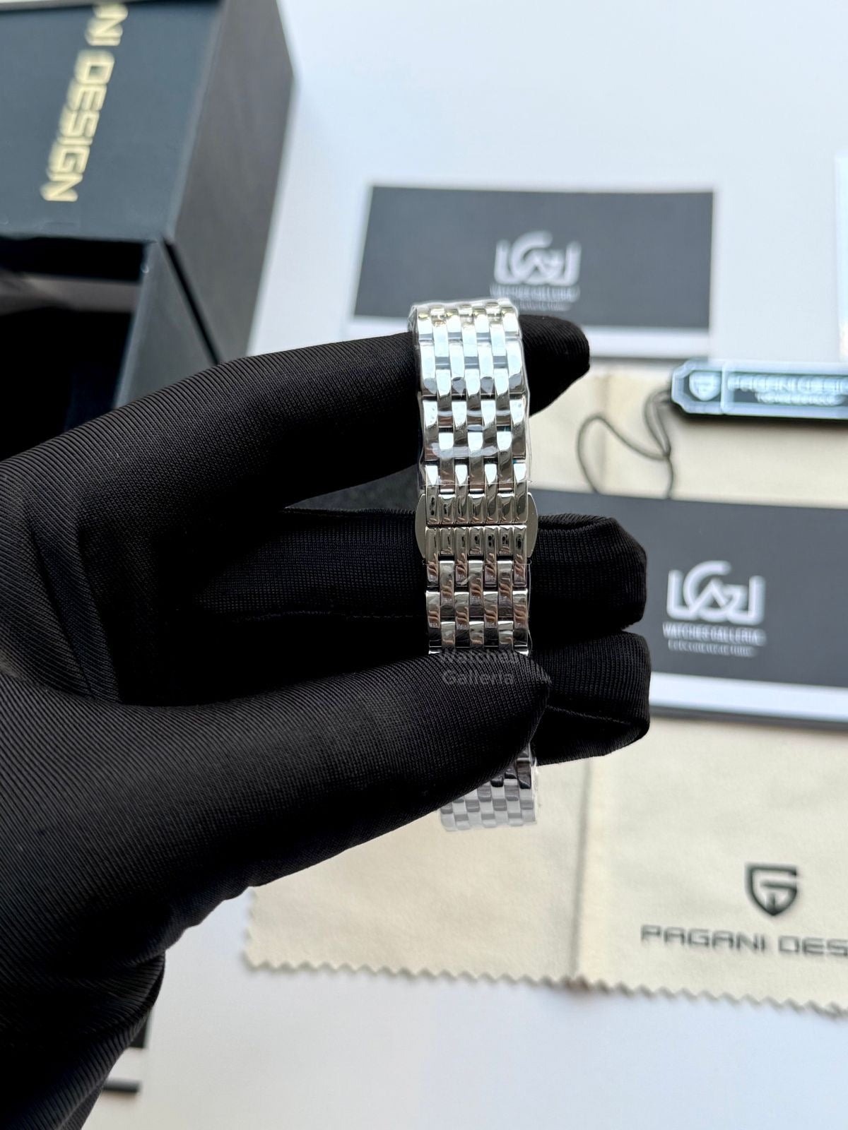 Pagani Design PD1737 Square Ladies Watch Silver Blue 22mm - Swiss Ronda 762 Quartz | Sapphire Glass | Elegant Stone Dial