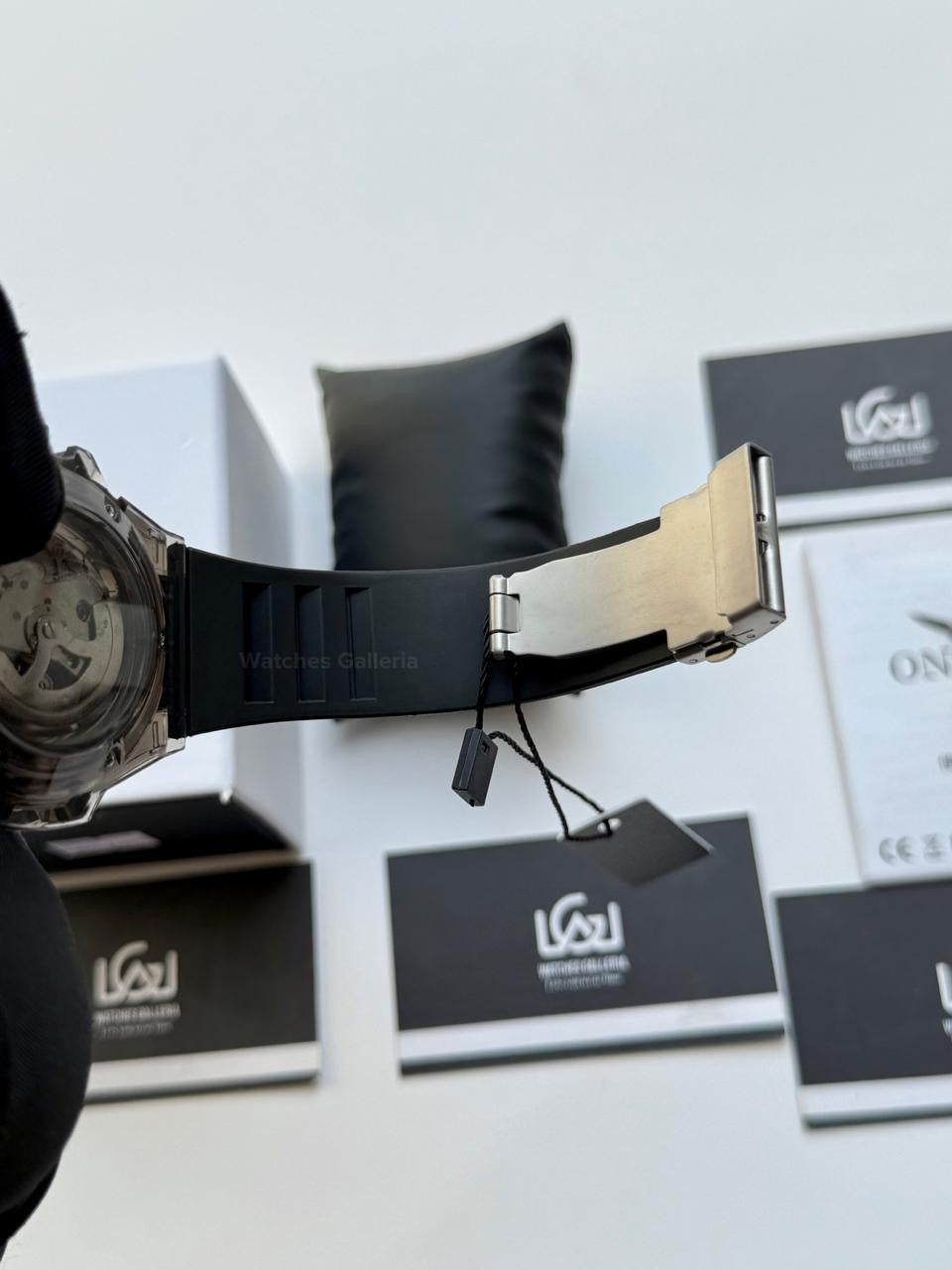 Onola ON3836 Oak Skeleton Black Automatic Watch – 49mm Transparent Dial, Bold Sport Design, Pakistan Edition