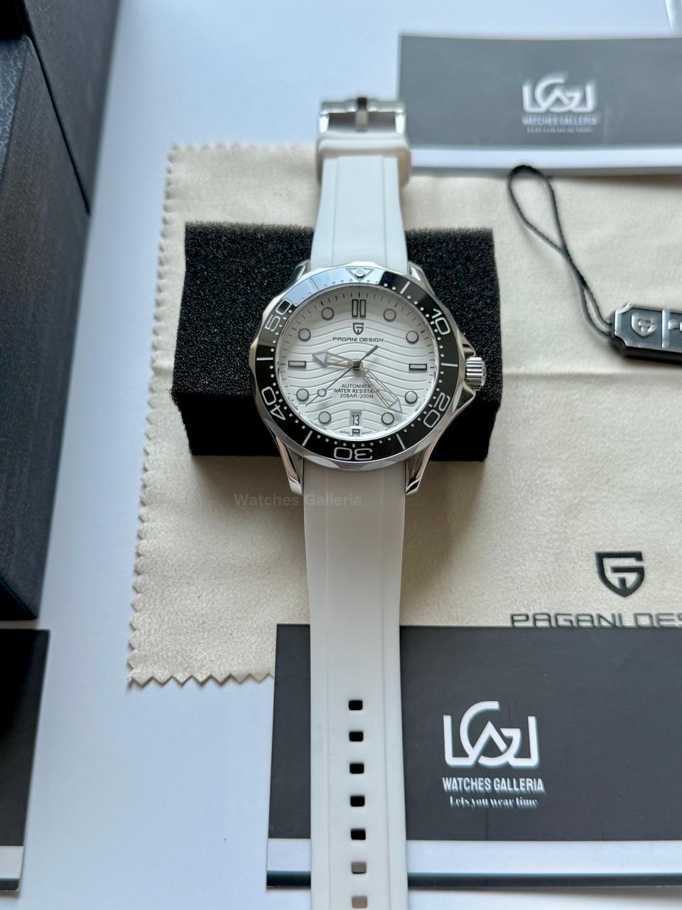 Pagani Design PD1685 Seamaster Diver White Automatic Watch – 200M Sapphire Crystal NH35A/Miyota Luxury Dive Watch in Pakistan | Watches Galleria