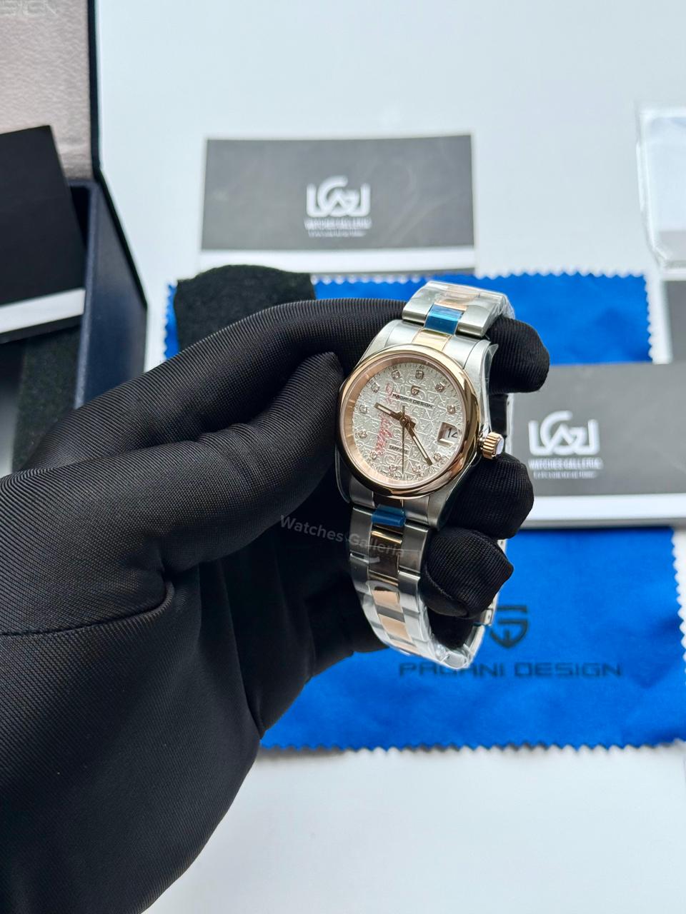 Pagani Design PD1794L Ladies Oyster Perpetual Date Two tone Dial Watch in Pakistan – 31mm Elegant Stainless Steel Quartz Luxury Watch