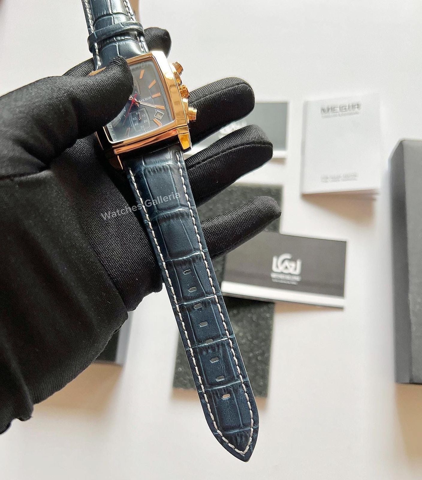 Megir Square Chronograph (Blue Gold) ML2028