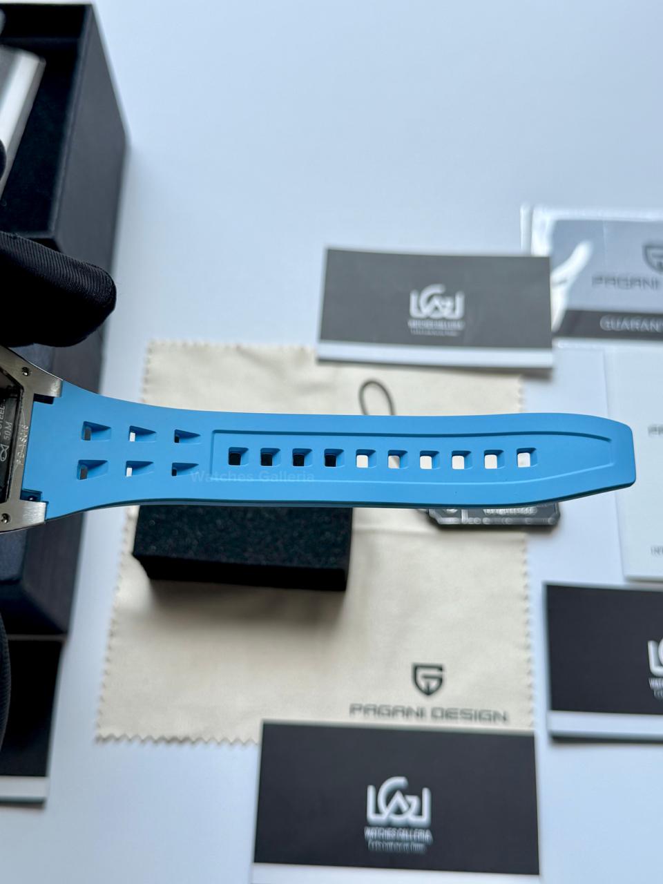 Pagani Design PDYS018 Ice Blue Tonneau Skeleton Silver Ice Blue Automatic Watch | Sapphire Crystal | SX5021 Movement | 50M Waterproof | Pakistan