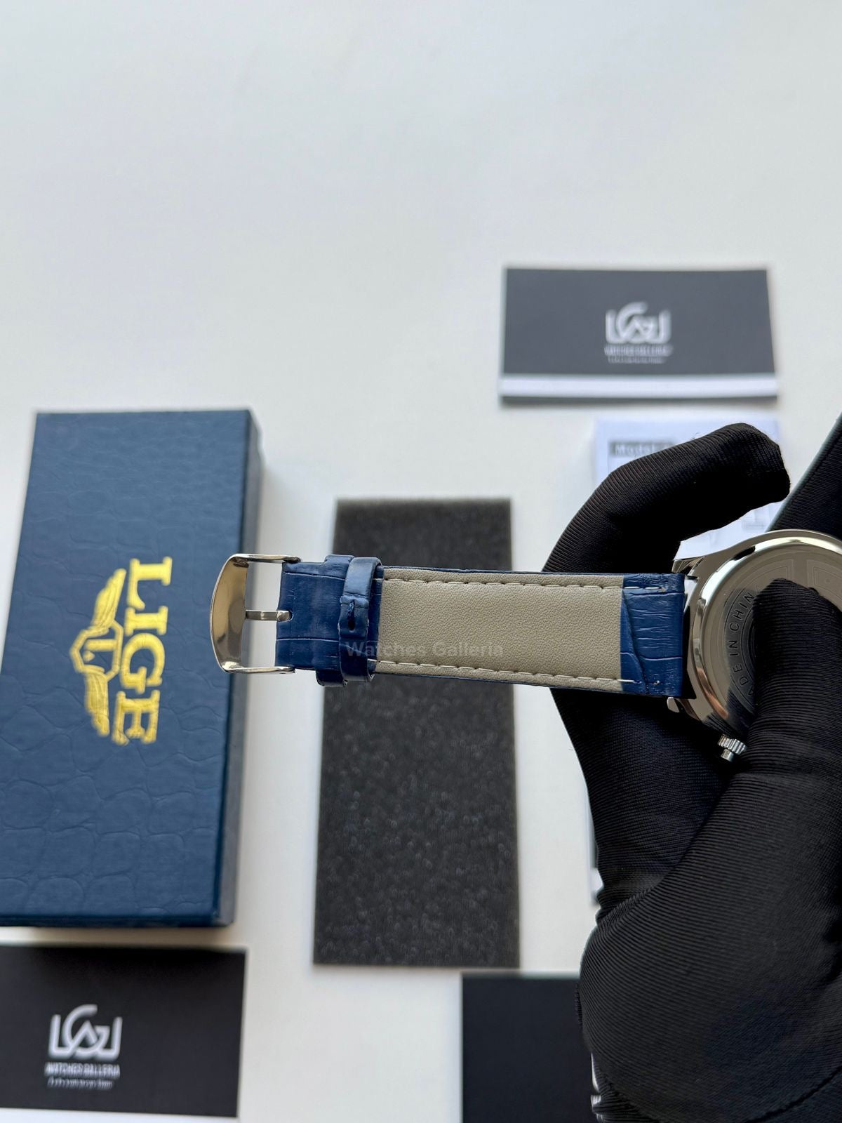 Lige Watch LG89107 Moonphase Chronograph (Blue/Silver) Lige Watch in Pakistan