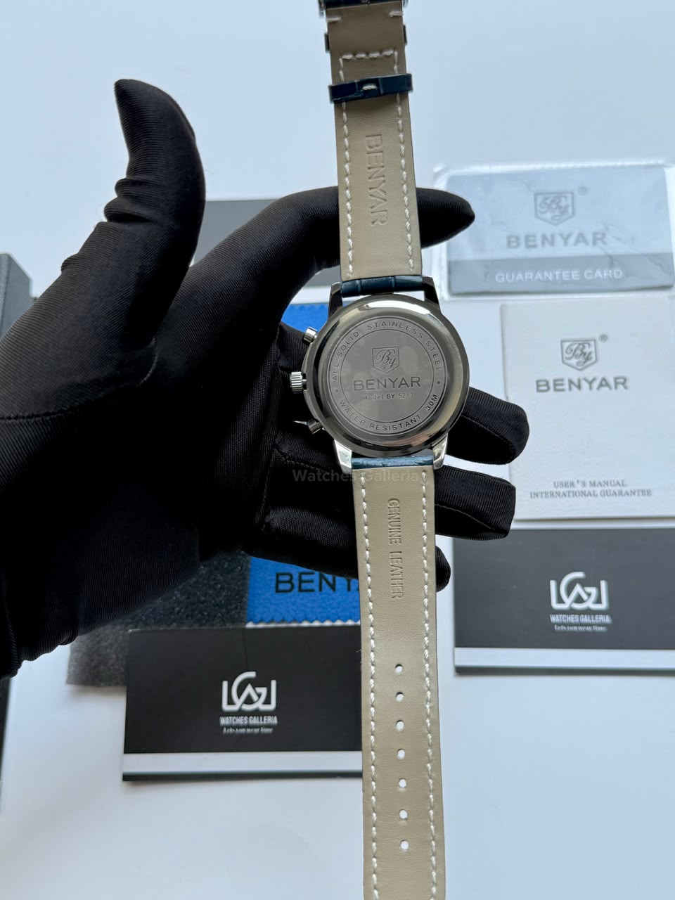 Benyar BY5213 Blue Men’s Luxury Quartz Leather Strap Watch – Waterproof Stainless Steel Analog Wrist Watch with Luminous Hands | Original Benyar Pakistan | Watches Galleria