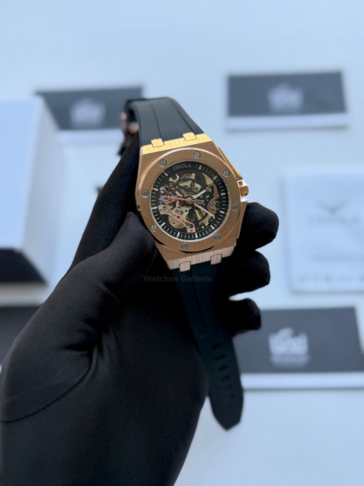 Onola 3834 Royal Oak Offshore Skeleton Gold Black 46mm Automatic – Premium Skeleton Design