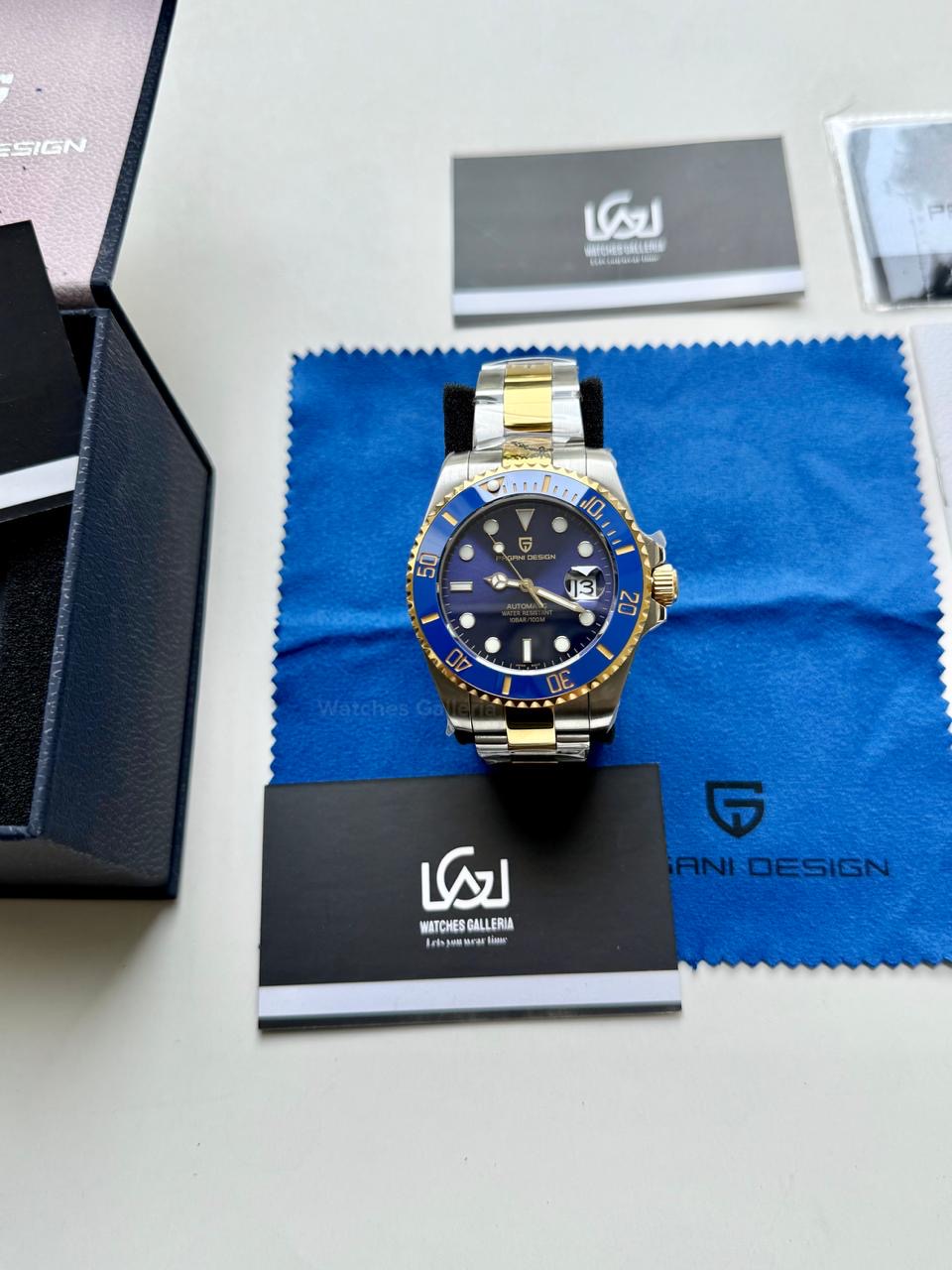 Pagani Design Watch PD1639 Submariner Automatic (Gold Blue) Pagani Design in Pakistan