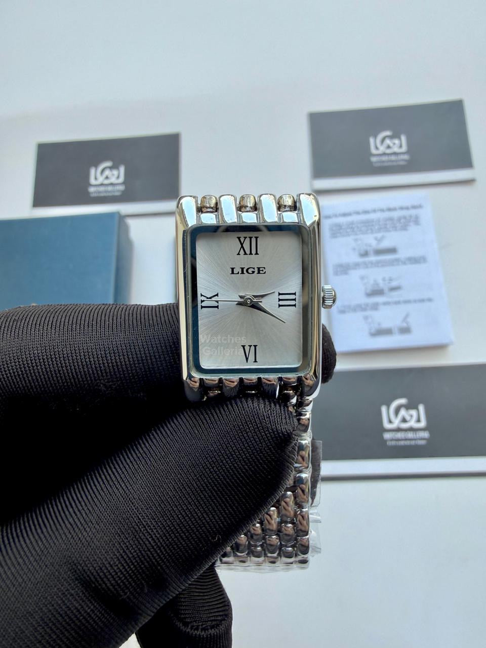 Lige 89156 Tank Women Watch Quartz (Silver) Lige Women Watch