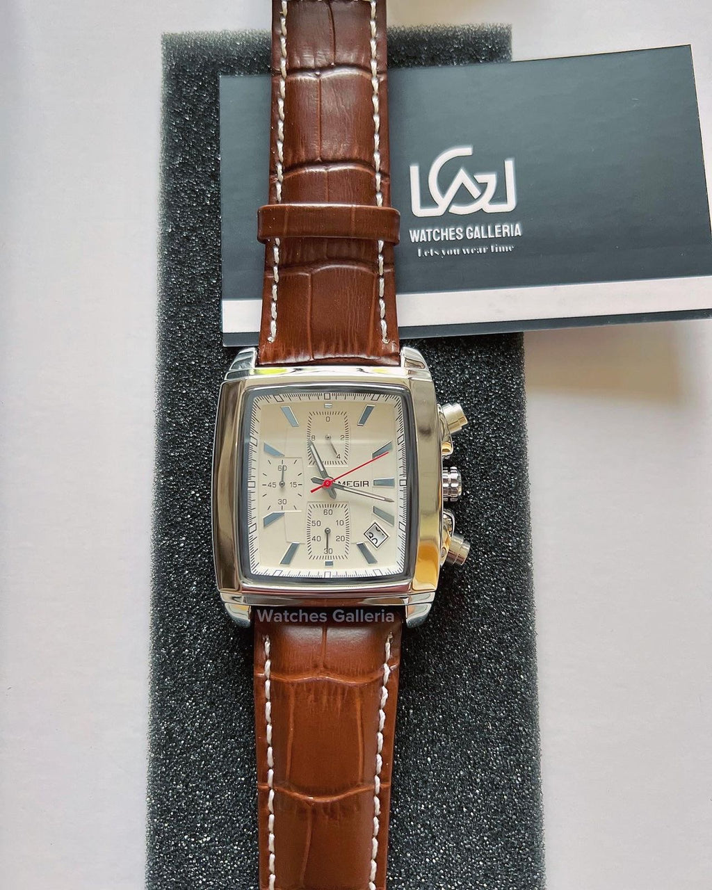 Megir Square Chronograph (Brown Silver) ML2028