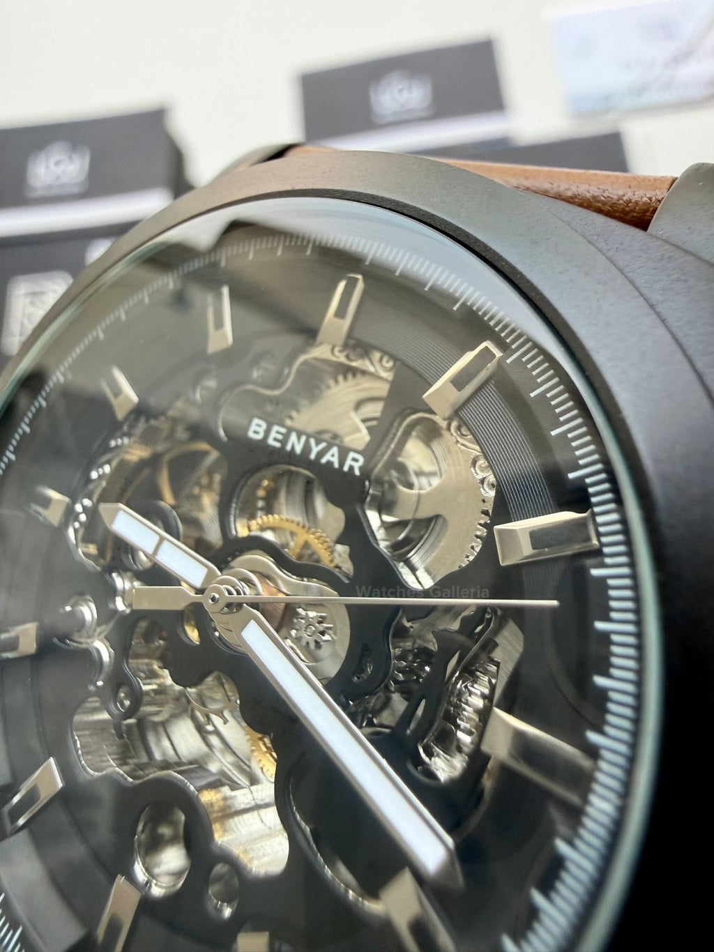 Benyar BY5121 Skeleton Automatic Watch (Black Brown) Benyar in Pakistan