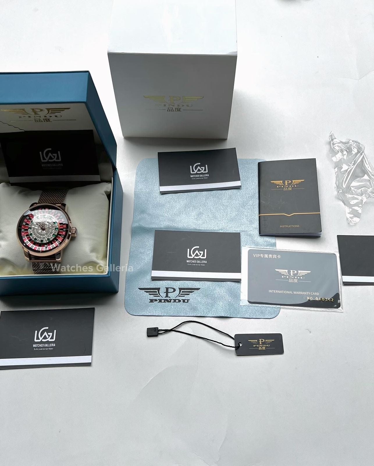 Pindu Design Casino Roulette Automatic (Baguette Cut Diamonds Dial) P6617 Watches Galleria
