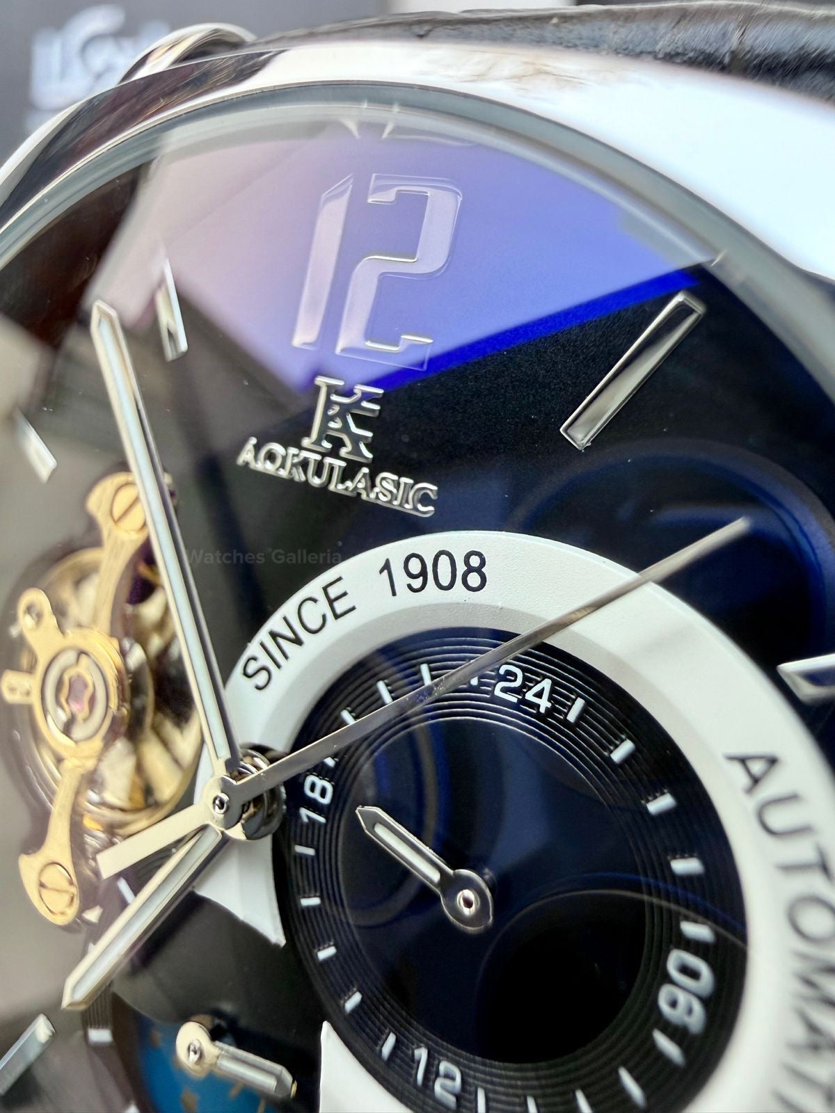 Aokulasic Watch AOKU0001 Moonphase Flywheel (Black Silver) Aokulasic Watch in Pakistan