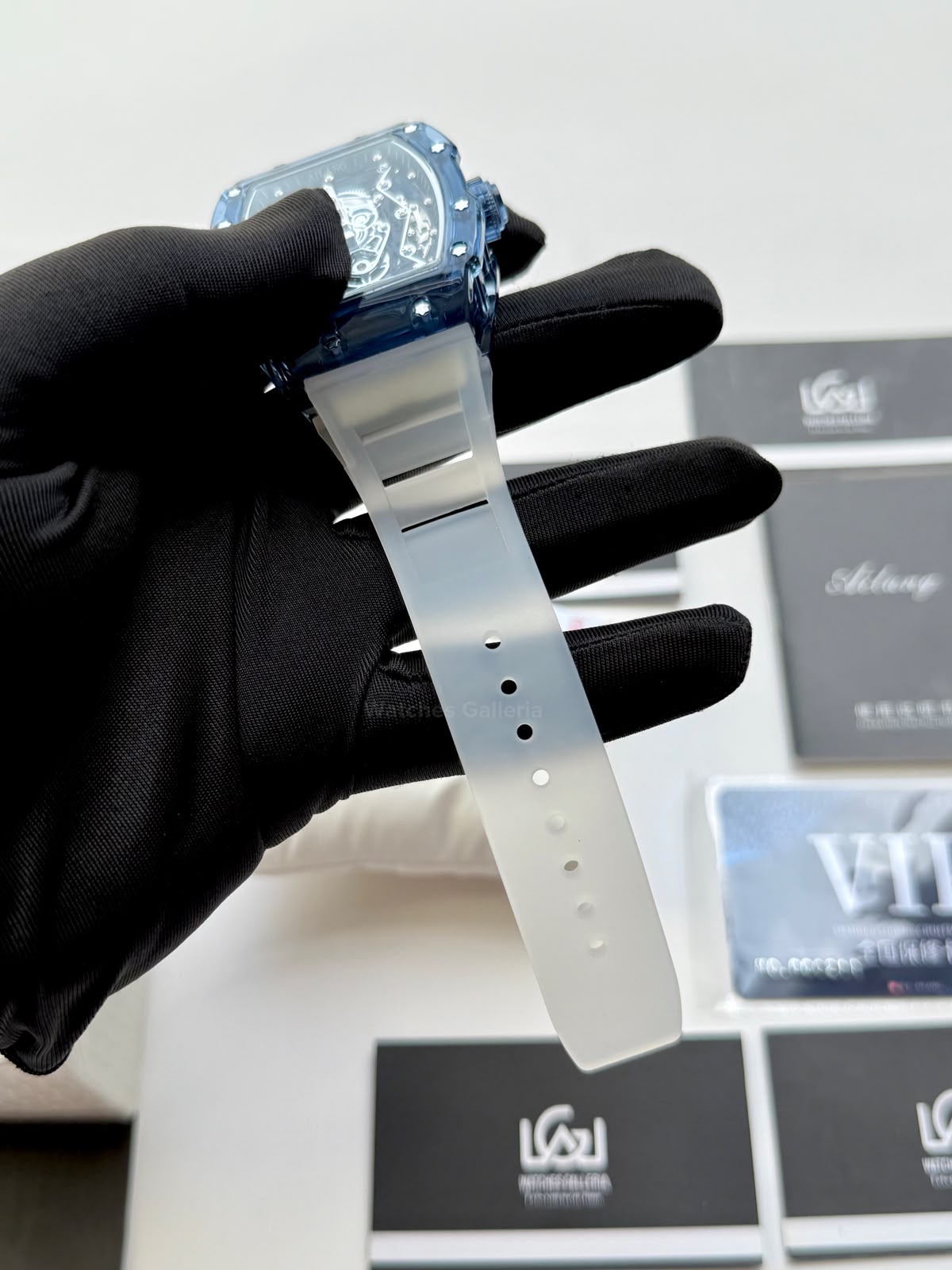 Ailang 8109 Skeleton Watch for Men White Blue Automatic Mechanical Watch Original Ailang Watch Pakistan
