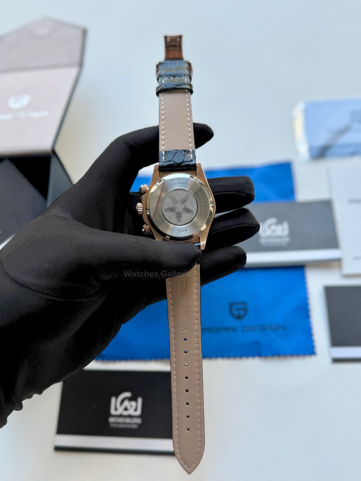 Pagani Design Daytona Quartz PD1664 Crocodile Leather Strap (Rose Gold Metorite) Pagani Design in Pakistan