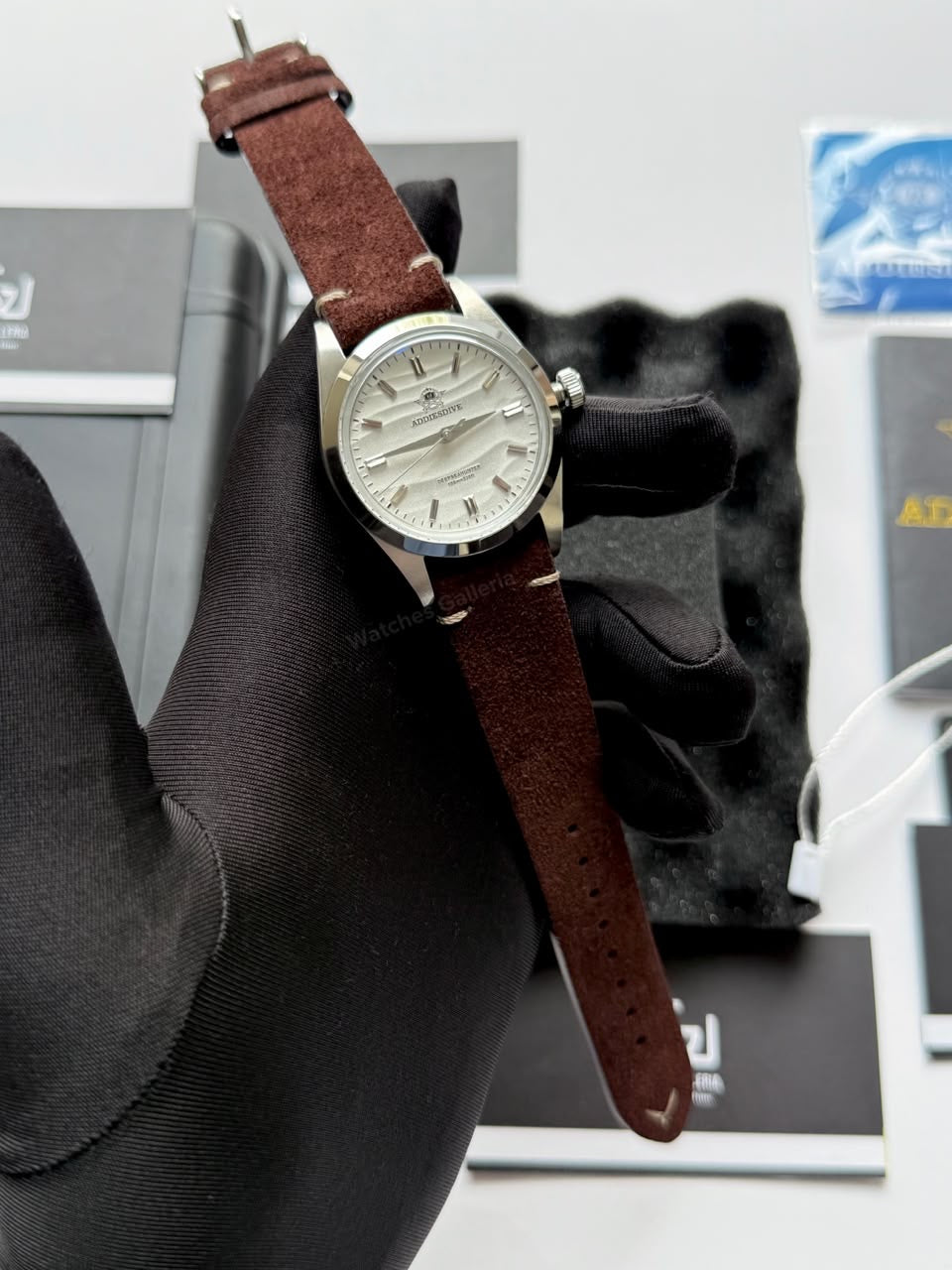 Addiesdive AD2030 Desert White Unisex Watch – 36mm Classic Desert Dial, Japan VH31 Quartz Movement, Blue Anti-Glare Mineral Glass & Genuine Suede Leather Strap