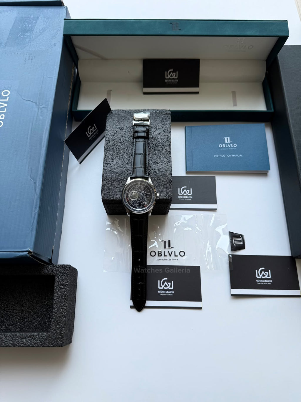 OBLVLO GC (Black Blue Silver) Grand Complications Celestial Automatic Watch Brown & Black Dial with Rose Gold Details, Moving Constellation & Earth Display – OBLVLOGC | Oblvlo