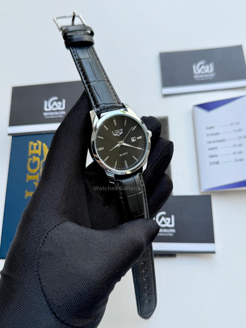 Lige Classic Dress Watch Quartz (Black) Lige89143 Watches Galleria