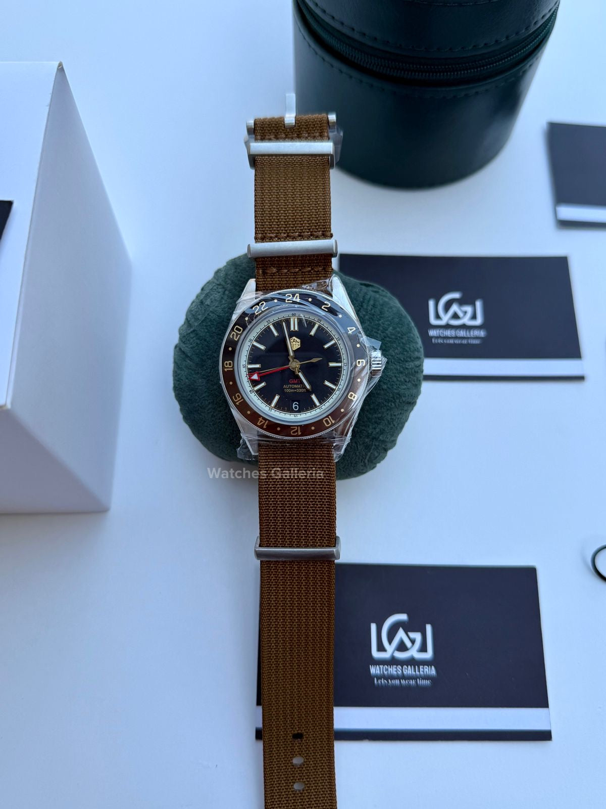 San Martin GMT RootBeer Automatic (Khaki Nato Straps) SN0116 Watches Galleria