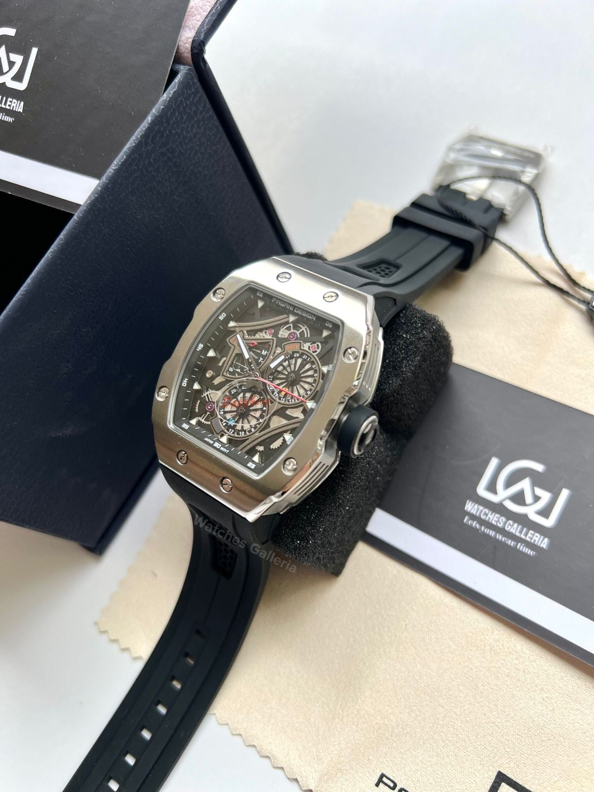 Pagani Design Tonneau Quartz (Black/Silver) PDys012 Watches Galleria