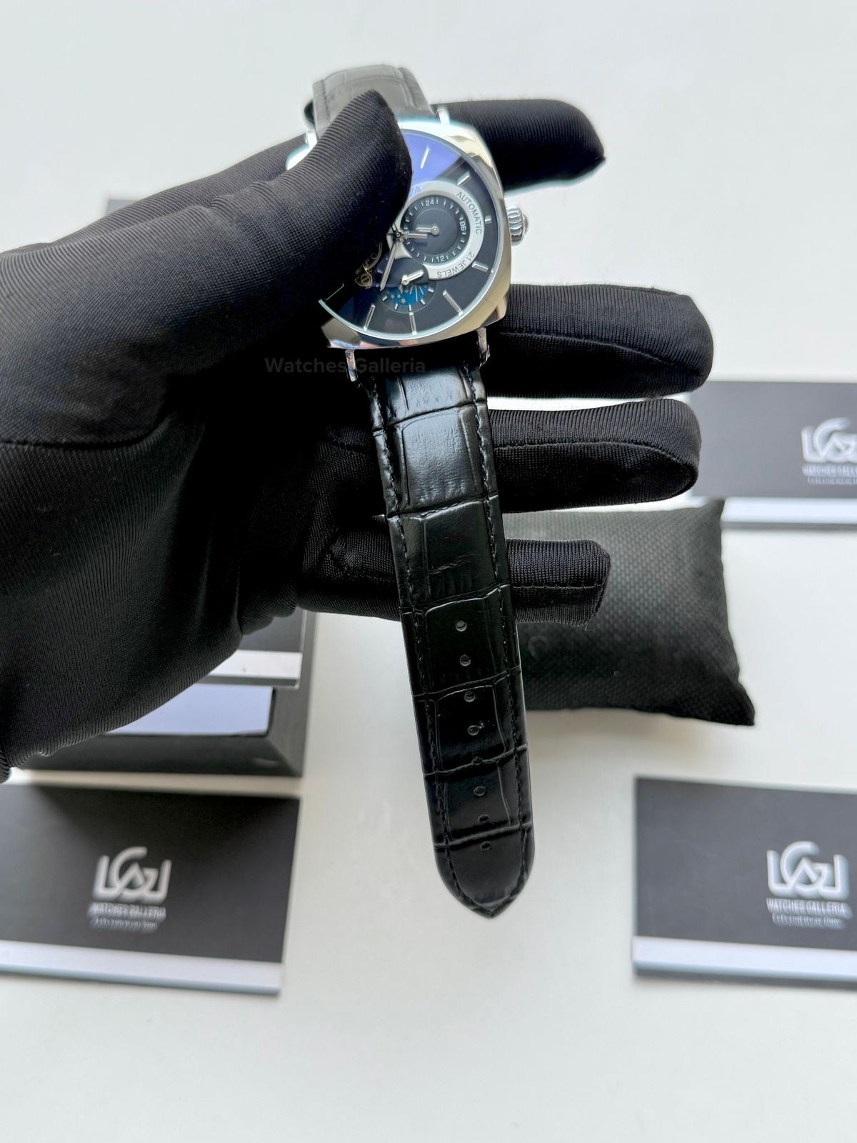 Aokulasic Watch AOKU0001 Moonphase Flywheel (Black Silver) Aokulasic Watch in Pakistan