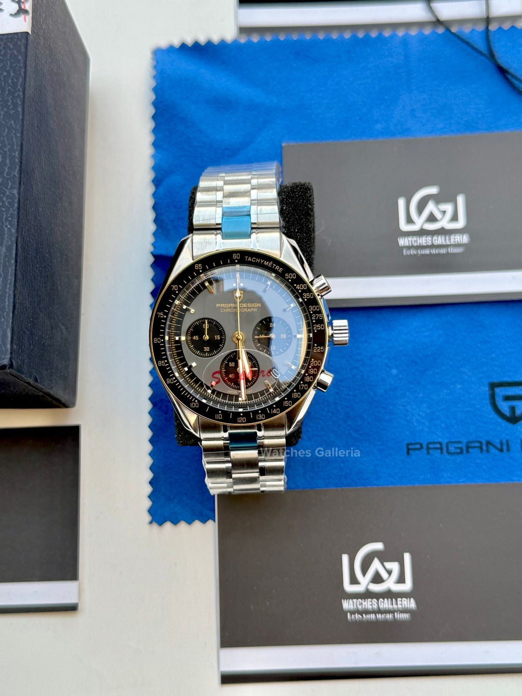 Pagani Design Speedmaster Moonwatch Quartz Black/Gold (V3) PD1701 Watches Galleria