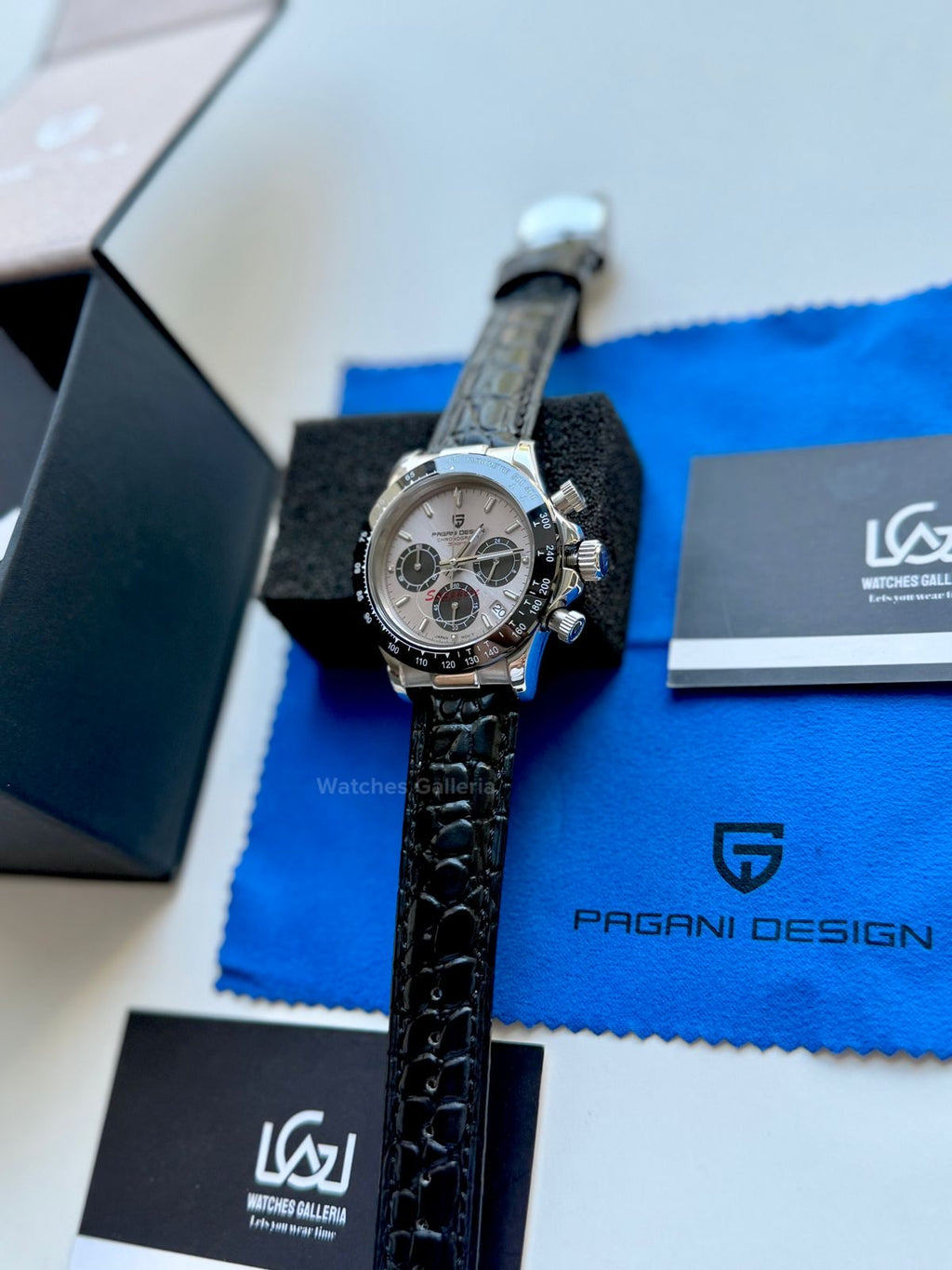 Pagani Design Daytona Quartz PD1664 Crocodile Leather Strap (Silver) Pagani Design in Pakistan