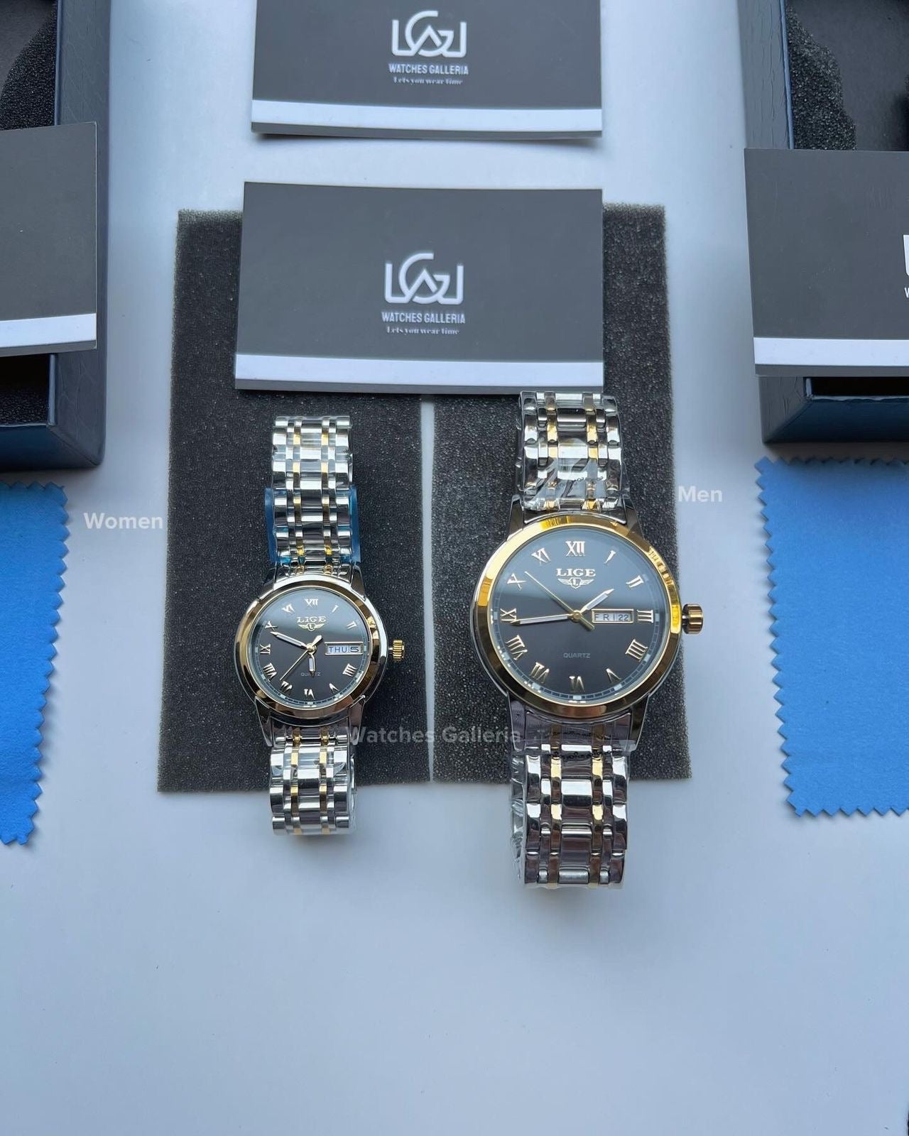 Lige Date Day Couple Watch (Gold/Black) Lige9846 Lige10007L