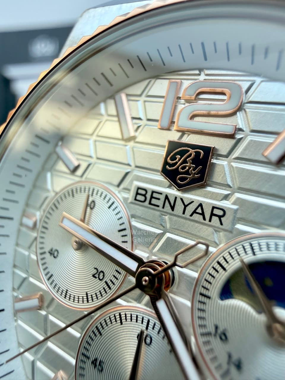 Benyar BY5225 Land Dweller Chronograph (White-Rose Gold) Dial Luxury Men’s Watch in Pakistan – Japanese Quartz Stainless Steel Watch