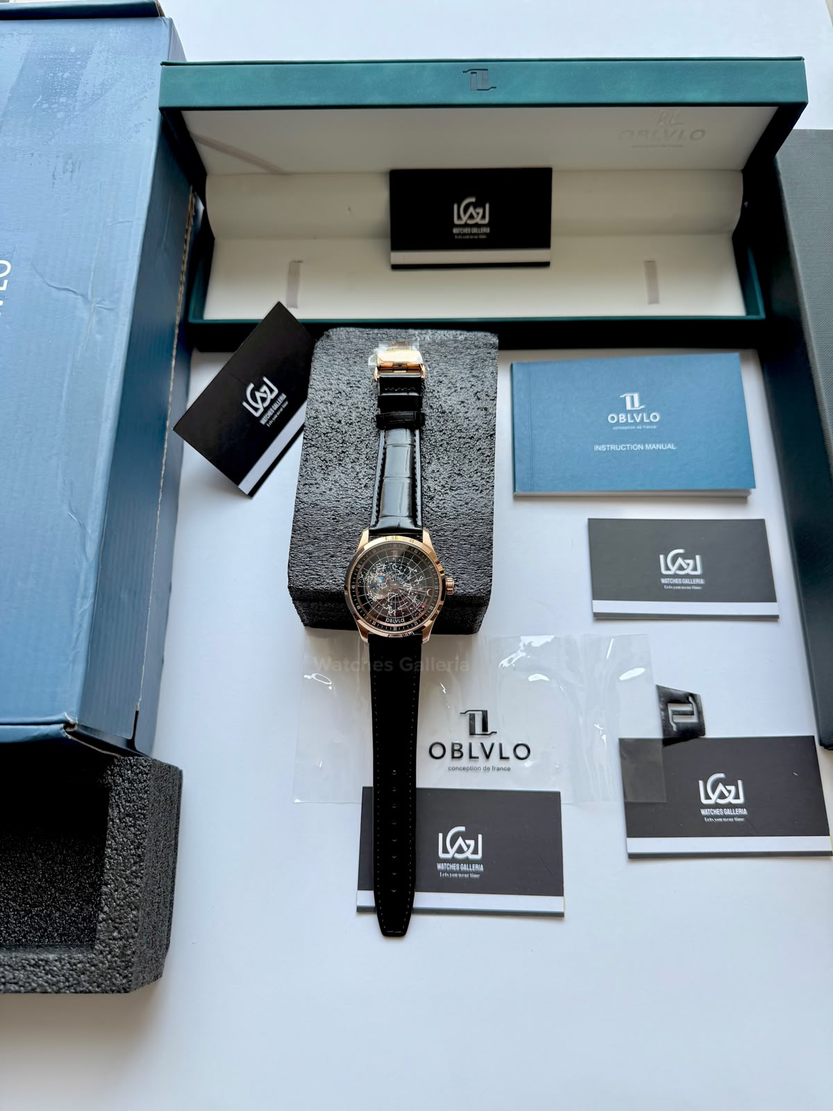 OBLVLO GC (Black Rose Gold) Grand Complications Celestial Automatic Watch Brown & Black Dial with Rose Gold Details, Moving Constellation & Earth Display – OBLVLOGC | Oblvlo