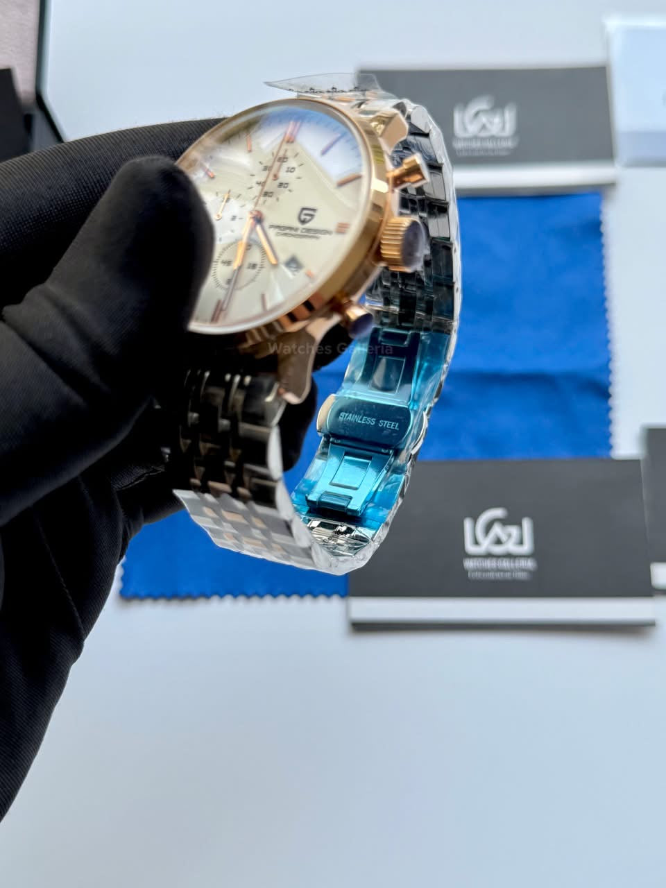 Pagani Design PD2720K Flight Chronograph Watch Limited Edition Rose Gold White Dial Men’s Luxury Watch | Japanese Seiko VK67 Mecha Quartz Chronograph Movement | Stainless Steel Bracelet | 50M Waterproof