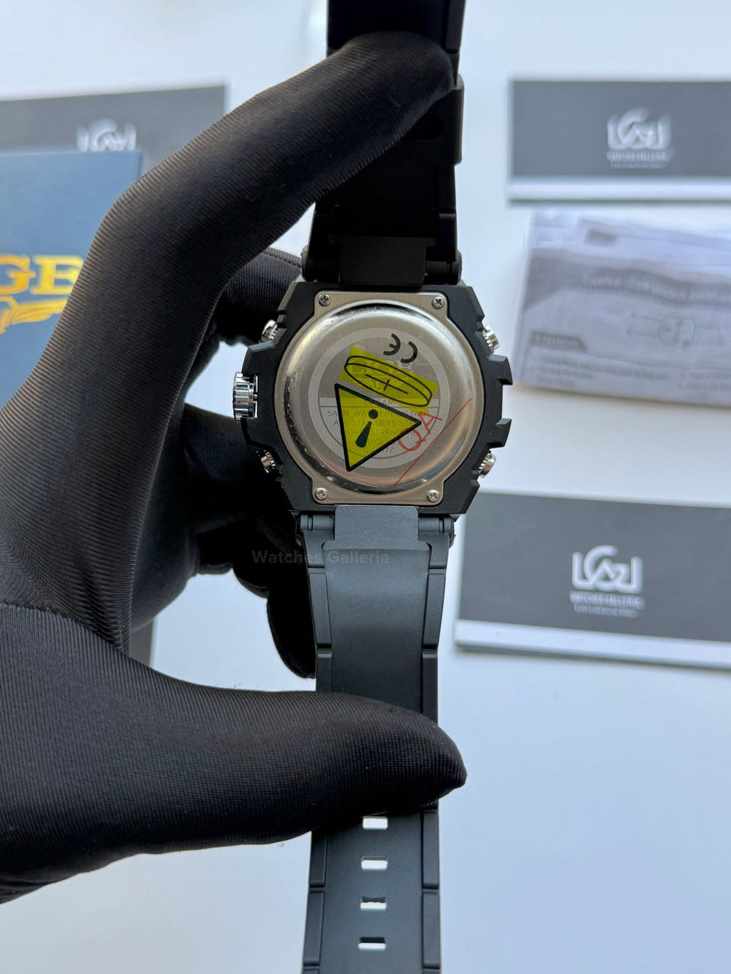 Lige 8922 Sports Watch Black 45mm Dual Display Analog Digital LED Alarm Waterproof 50M Silicone Strap Men’s Watch