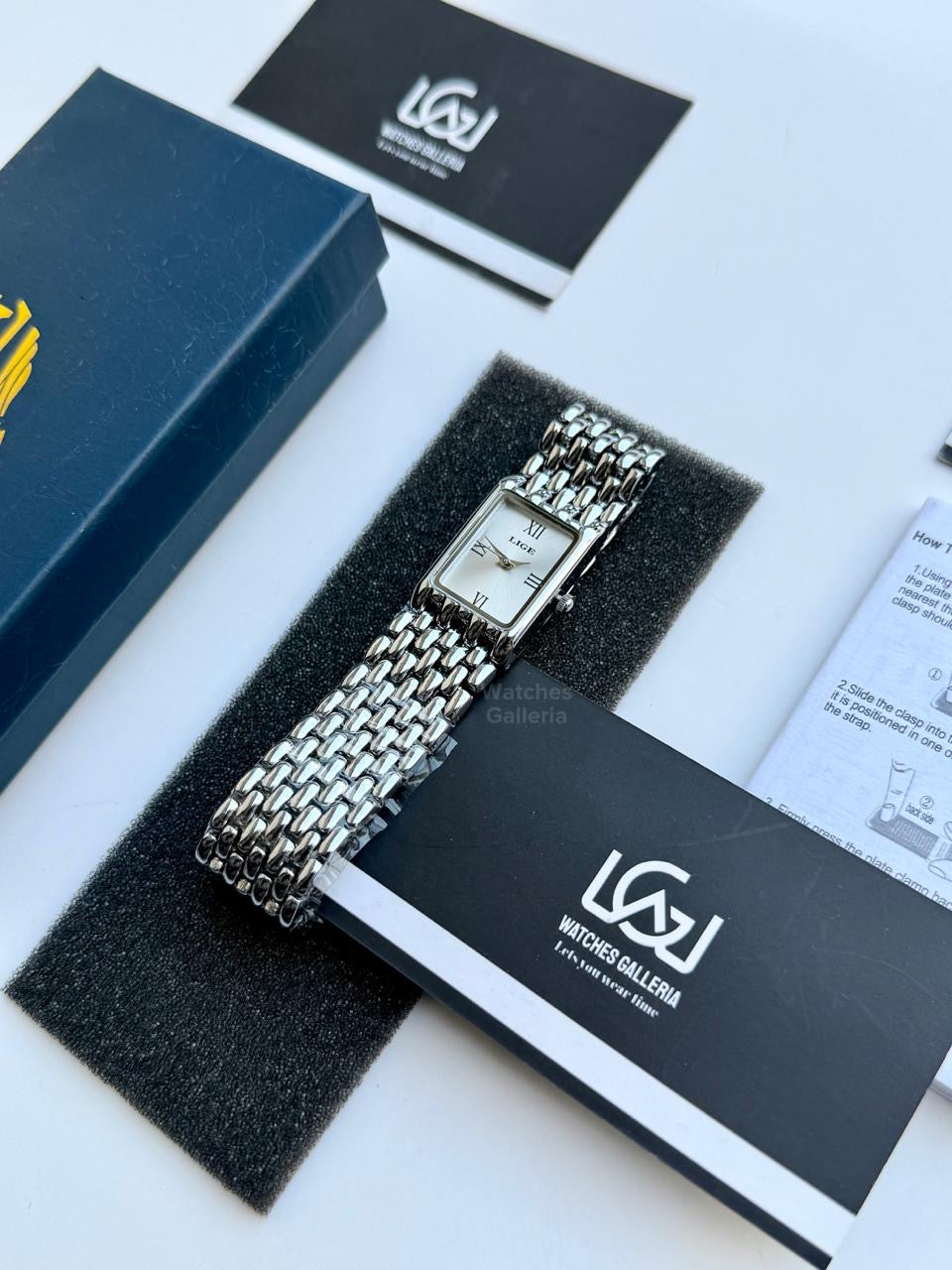 Lige 89156 Tank Women Watch Quartz (Silver) Lige Women Watch