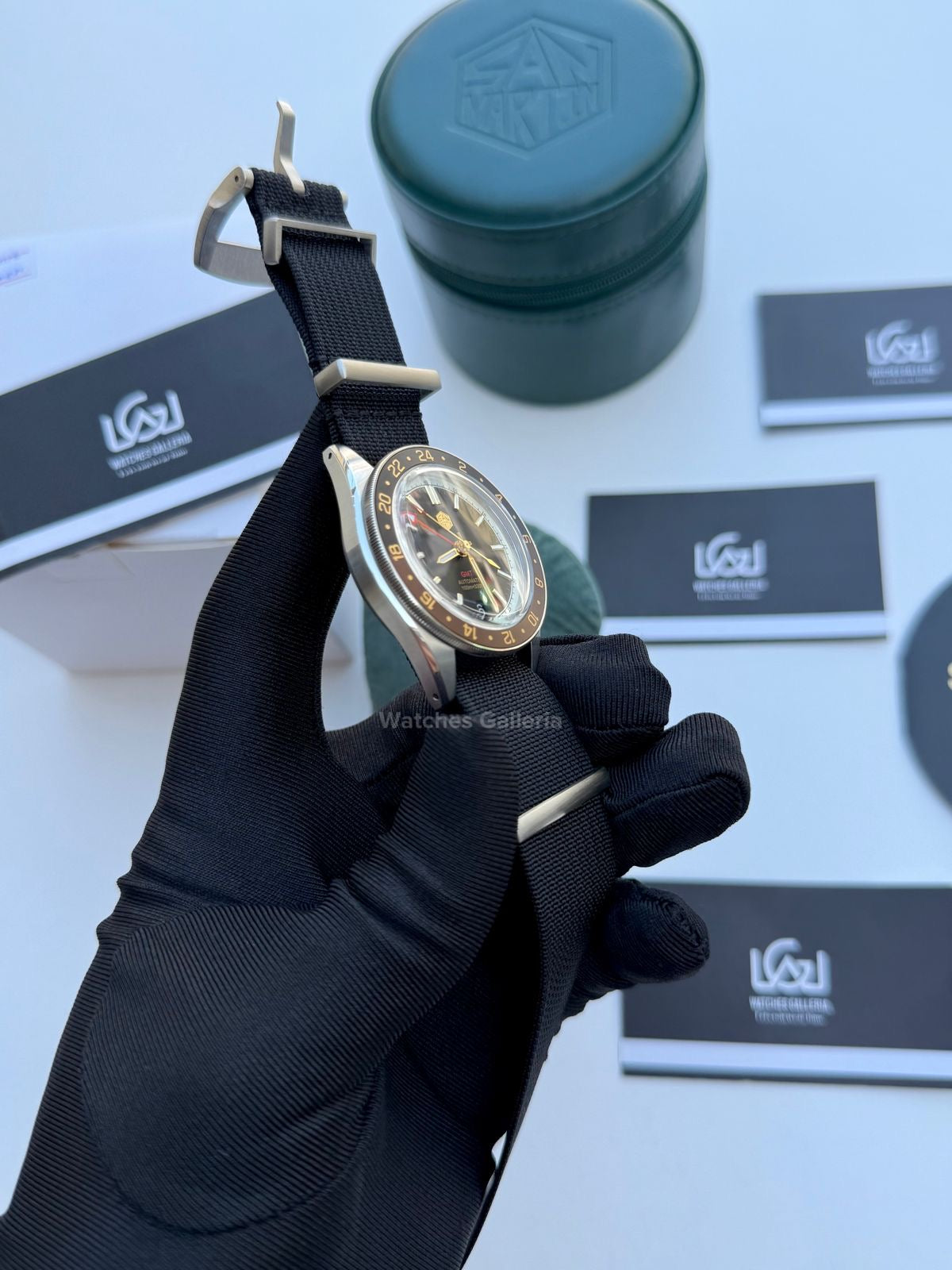 San Martin GMT RootBeer Automatic (Black Nato Straps) SN0116 Watches Galleria