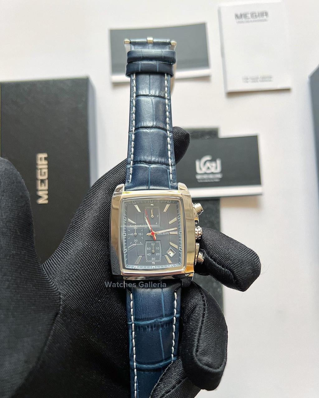 Megir Square Chronograph Quartz (Blue Silver) ML2028