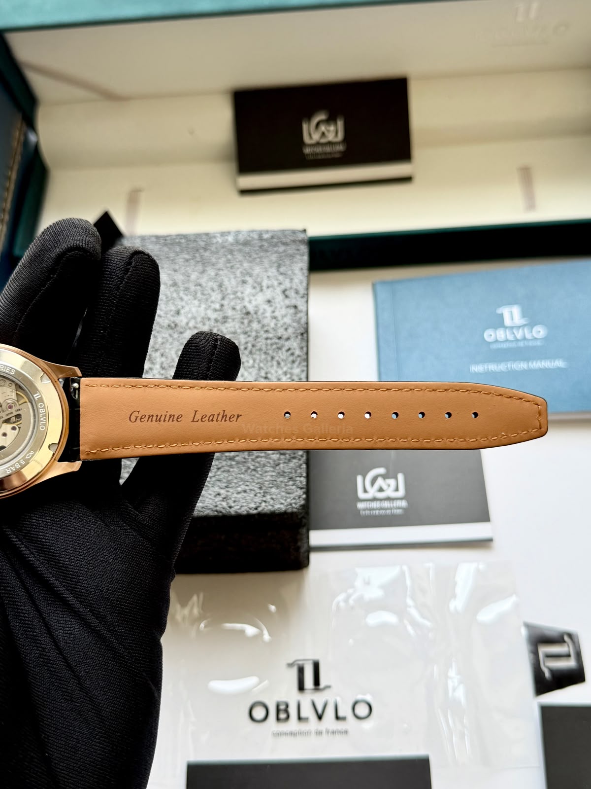 OBLVLO GC (Black Rose Gold Blue) Grand Complications Celestial Automatic Watch Brown & Black Dial with Rose Gold Details, Moving Constellation & Earth Display – OBLVLOGC